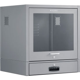 Global Industrial 607294DG Global Industrial™ Countertop CRT Computer Cabinet, Dark Gray image.