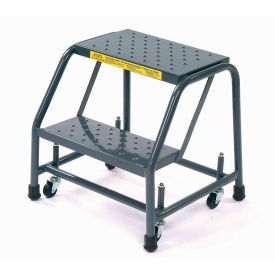 Perforated 16""W 2 Step Steel Rolling Ladder 20""D Top Step - 21821PSU