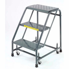 Ballymore Co Inc 31820PSU Perforated 16"W 3 Step Steel Rolling Ladder 20"D Top Step - 31820PSU image.