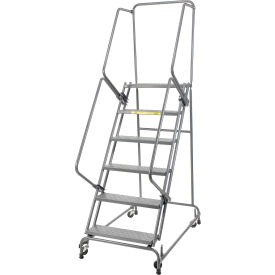 Ballymore Co Inc FSH626P Perforated 24"W 6 Step Steel Rolling Ladder 14"D Top Step- Lock Style A - FSH626P image.