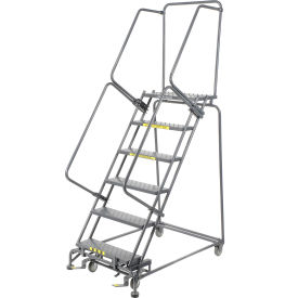 Ballymore Co Inc FS063014 Perforated 24"W 6 Step Steel Rolling Ladder 14"D Top Step- Lock Style B - FS063014 image.