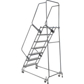 Ballymore Co Inc FSH718P Perforated 16"W 7 Step Steel Rolling Ladder 14"D Top Step - FSH718P image.