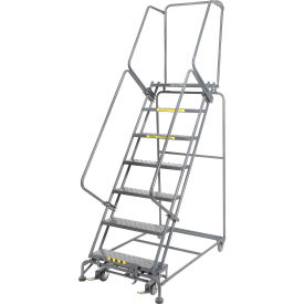 Ballymore Co Inc FS073014P Perforated 24"W 7 Step Steel Rolling Ladder 14"D Top Step- Lock Style B - FS073014P image.