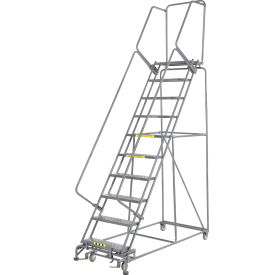 Ballymore Co Inc FS103214P Perforated 24"W 10 Step Steel Rolling Ladder 14"D Top Step - FS103214P image.