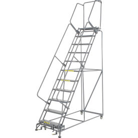Ballymore Co Inc FS113214P Perforated 24"W 11 Step Steel Rolling Ladder 14"D Top Step - FS113214P image.