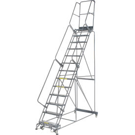 Ballymore Co Inc FS134014P Perforated 24"W 13 Step Steel Rolling Ladder 14"D Top Step - FS134014P image.