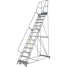 Ballymore Co Inc FS144014P Perforated 24"W 14 Step Steel Rolling Ladder 14"D Top Step - FS144014P image.