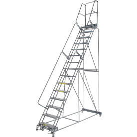 Ballymore Co Inc FS154014P Perforated 24"W 15 Step Steel Rolling Ladder 14"D Top Step - FS154014P image.