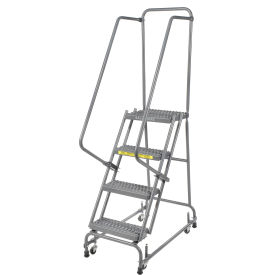 Ballymore Co Inc FSH418G Grip 16"W 4 Step Steel Rolling Ladder 14"D Top Step - FSH418G image.