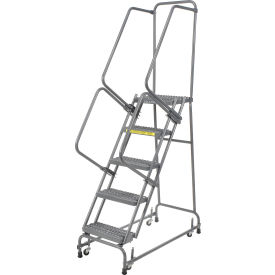Ballymore Co Inc FSH518G Grip 16"W 5 Step Steel Rolling Ladder 14"D Top Step - FSH518G image.