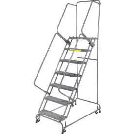 Ballymore Co Inc FSH718-G Grip 16"W 7 Step Steel Rolling Ladder 14"D Top Step - FSH718-G image.