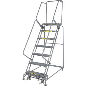 Ballymore Co Inc FS073014G Grip 24"W 7 Step Steel Rolling Ladder 14"D Top Step- Lock Type B - FS073014G image.