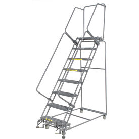 Ballymore Co Inc FS083214G Grip 24"W 8 Step Steel Rolling Ladder 14"D Top Step - FS083214G image.