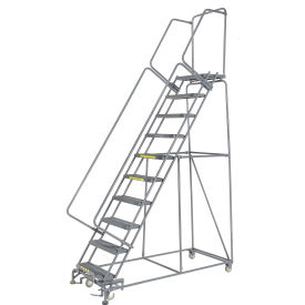 Ballymore Co Inc FS103214G Grip 24"W 10 Step Steel Rolling Ladder 14"D Top Step - FS103214G image.