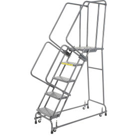 Ballymore Co Inc FSH51821P Perforated 16"W 5 Step Steel Rolling Ladder 21"D Top Step - FSH51821P image.