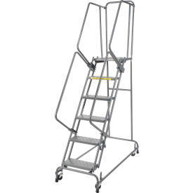 Ballymore Co Inc FSH62621P Perforated 24"W 6 Step Steel Rolling Ladder 21"D Top Step- Lock Type A - FSH62621P image.