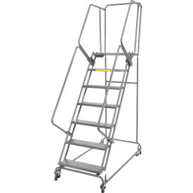 Ballymore Co Inc FSH71821P Perforated 16"W 7 Step Steel Rolling Ladder 21"D Top Step - FSH71821P image.