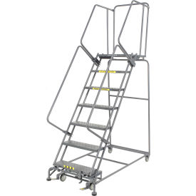 Ballymore Co Inc FS073021P Perforated 24"W 7 Step Steel Rolling Ladder 21"D Top Step- Lock Type B - FS073021P image.