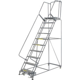 Ballymore Co Inc FS103221P Ballymore Steel Perforated 10-Step Rolling Ladder, Gray, 32" x 80" x 100" image.