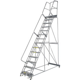 Ballymore Co Inc FS144021P Perforated 24"W 14 Step Steel Rolling Ladder 21"D Top Step - FS144021P image.
