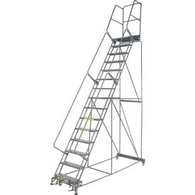 Ballymore Co Inc FS154021P Perforated 24"W 15 Step Steel Rolling Ladder 21"D Top Step - FS154021P image.
