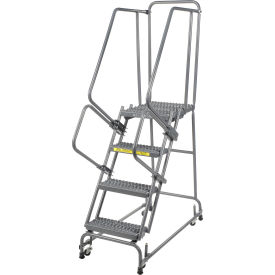 Ballymore Co Inc FSH41821G Grip 16"W 4 Step Steel Rolling Ladder 21"D Top Step - FSH41821G image.