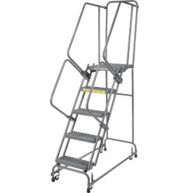 Ballymore Co Inc FSH52621G Grip 24"W 5 Step Steel Rolling Ladder 21"D Top Step - FSH52621G image.