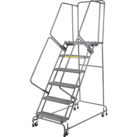 Ballymore Co Inc FSH62621G Grip 24"W 6 Step Steel Rolling Ladder 21"D Top Step- Lock Type A - FSH62621G image.