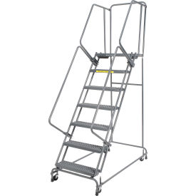 Ballymore Co Inc FSH71821G Grip 16"W 7 Step Steel Rolling Ladder 21"D Top Step - FSH71821G image.