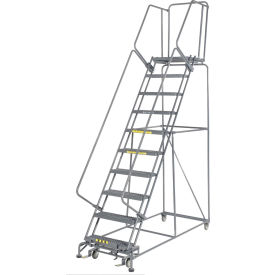 Ballymore Co Inc FS103221G Grip 24"W 10 Step Steel Rolling Ladder 21"D Top Step - FS103221G image.