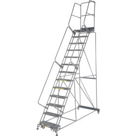 Ballymore Co Inc FS134021G Grip 24"W 13 Step Steel Rolling Ladder 21"D Top Step - FS134021G image.