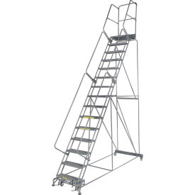 Ballymore Co Inc FS154021G Grip 24"W 15 Step Steel Rolling Ladder 21"D Top Step - FS154021G image.