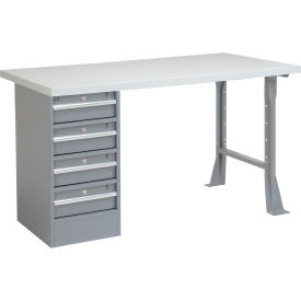Global Industrial&#153; 60 x 30 Pedestal Workbench - 4 Drawers Plastic Laminate Square Edge - Gray