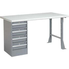 Global Industrial&#153; 72 x 30 Pedestal Workbench - 4 Drawers Plastic Laminate Safety Edge - Gray