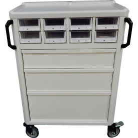 Medical Delivery Cart with 8 Bins & 3 Drawers, White view 2
