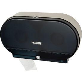 Global Industrial 640933 Global Industrial™ Plastic Twin Jumbo Roll Toilet Tissue Dispenser, Two 9" Rolls, Gray image.