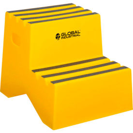 Global Industrial 641271 Global Industrial™ 2 Step Plastic Step Stand, 21"W x 19-1/2"L x 24-1/2"H, Yellow image.
