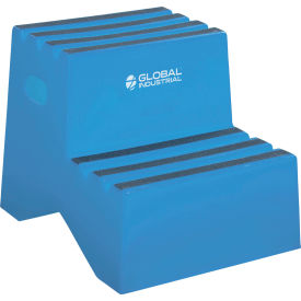 Global Industrial 641271BL Global Industrial™ 2 Step Plastic Step Stand, 21"W x 19-1/2"L x 24-1/2"H, Blue image.