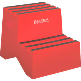 Global Industrial 641271RD Global Industrial™ 2 Step Plastic Step Stand, 21"W x 19-1/2"L x 24-1/2"H, Red image.