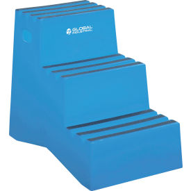 Global Industrial 641272BL Global Industrial™ 3 Step Plastic Step Stand, 20"W x 28-1/2"L x 33-1/2"H, Blue image.