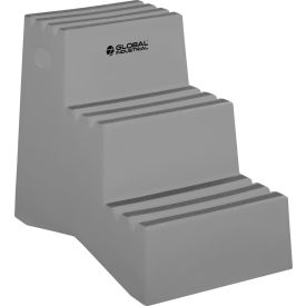 Global Industrial 641272GY Global Industrial™ 3 Step Plastic Step Stand, 20"W x 28-1/2"L x 33-1/2"H, Gray image.