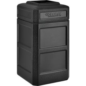 Global Industrial 641413BK Global Industrial™ Square Plastic Waste Receptacle With Flat Lid, 42 Gallon, Black image.