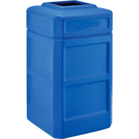 Global Industrial 641413BL Global Industrial™ Square Plastic Waste Receptacle With Flat Lid, 42 Gallon, Blue image.