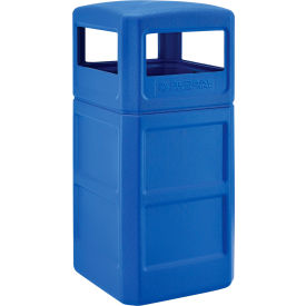 Global Industrial 641414BL Global Industrial™ Square Plastic Waste Receptacle With Dome Lid, 42 Gallon, Blue image.