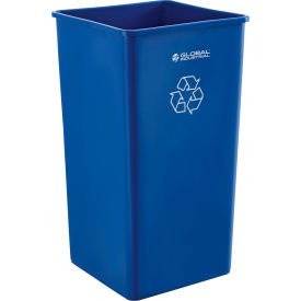 Global Industrial 641440RBL Global Industrial™ Square Recycling Trash Can, 55 Gallon, Blue image.