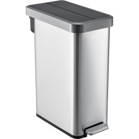 Global Industrial 641445SS Global Industrial™ Stainless Steel Slim Butterfly Step Trash Can - 12 Gallon image.