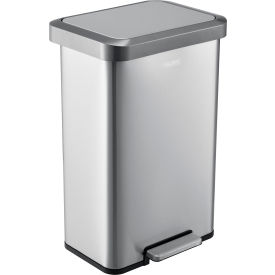 Global Industrial 641446SS Global Industrial™ Stainless Steel Rectangular Step Trash Can - 12 Gallon image.