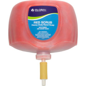 Global Industrial 641454 Global Industrial™ Red Scrub Heavy Duty Hand Cleaner, Cherry Scent, 2L Refill - 4/Case image.