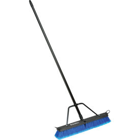 Global Industrial 641535 Global Industrial™ 24" Push Broom W/ Plastic Block & Steel Handle, Multi-Surface Sweep image.