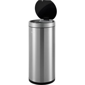 Global Industrial 641592SS Global Industrial™ Round Motion Sensor Trash Can, 9-1/4 Gallon, Brushed Stainless Steel image.